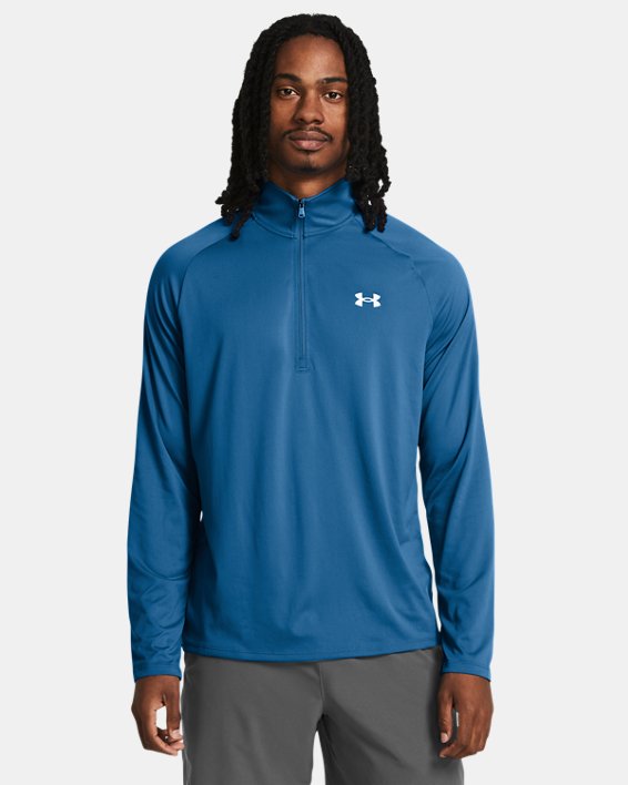 Herren UA Tech™ Shirt mit ½-Zip, langärmlig, Blue, pdpMainDesktop image number 0